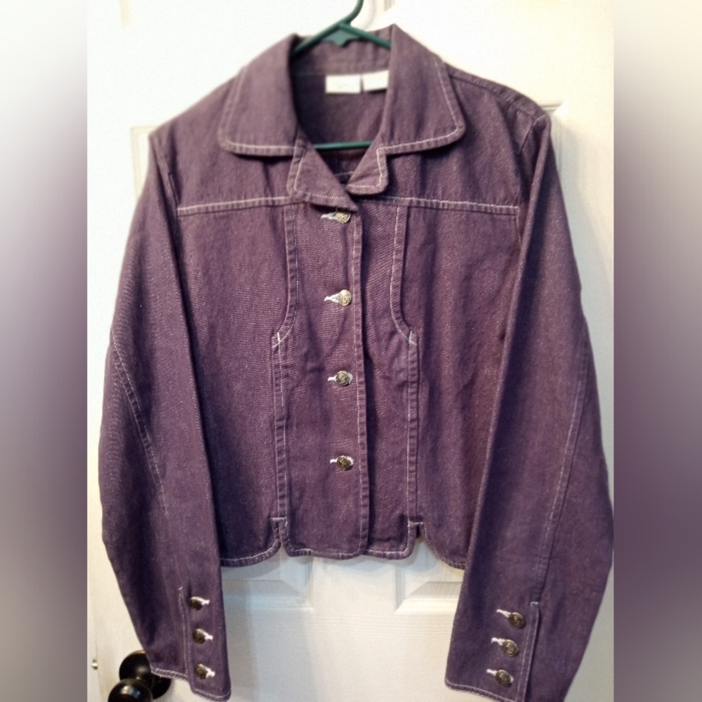 Women's Vintage Spiegel Purple Denim Type Button Up Jacket Size 14